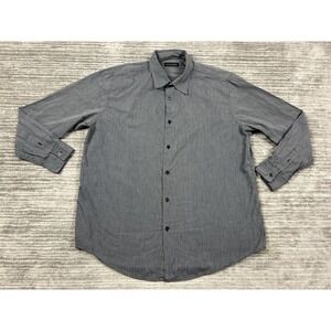 Via Europa Shirt Mens Extra Large Gray Striped Long Sleeve Button Up Casual